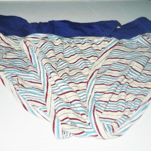 2 Jockey String Bikini Briefs Underwear, Size XL 39-42, One Striped & One Blue
